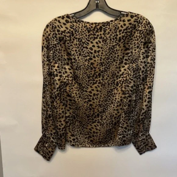Rebecca Taylor Lynx Print Long Sleee 100% Sulk Blouse
